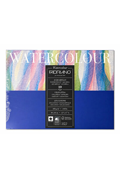 Fabriano Studio Watercolor Block 20 Sheets, 4 Sides Gel-Coated Fine Grain 30X...