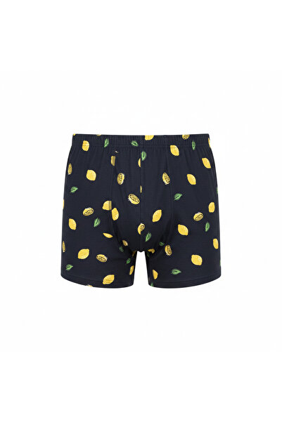 LIVERGY Men's Black Lemon Print Cotton Boxer Shorts