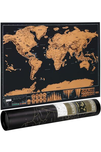 Ayawaska Scratch-off world map, ideal gift for explorers and travel enthusias...