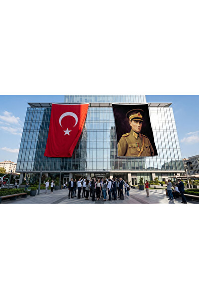 puntodizayn Atatürk Asker Ünüformasıyla Bayrak ve Türk Bayrağı Premium Raşel ...