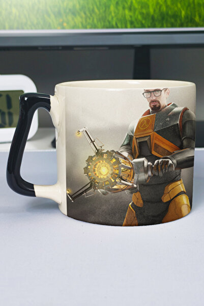 ZipZap كوب سيراميك فاخر مطبوع عليه Half Life (قطعة واحدة) بمقبض أسود خاص V1D