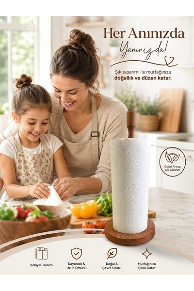 RealWood Ahşap Peçetelik & Kağıt Havluluk - Doğal Ahşap Mutfak Dekoru
