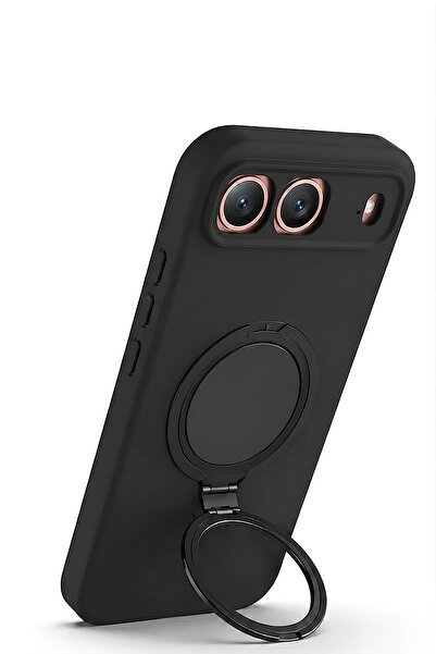 Nezih Case Tecno Spark 40 5G Uyumlu İçi Kadife Stand Olabilen Halka Yüzüklü Ş...