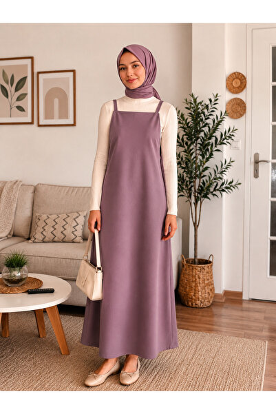 ELMODA Women's Dusty Rose Color Adjustable Strap Gilet Dress