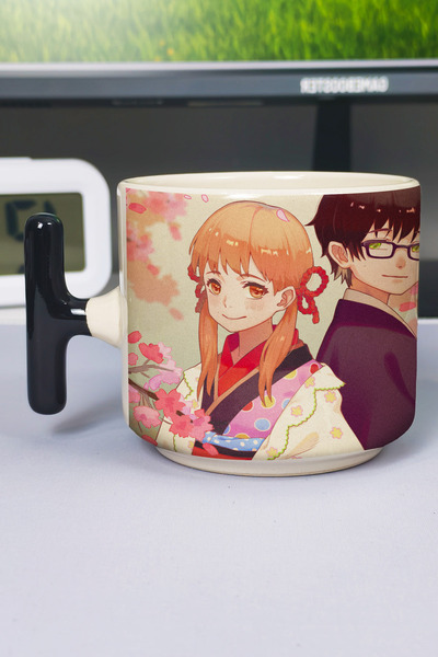 ZipZap Sangatsu No Lion Anime Printed Ceramic Luxury Mug (1 Piece) T-Shaped S...