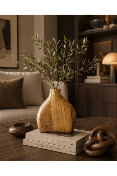 Emsay Store Vază decorativă minimalistă în stil boem, cu aspect de lemn – Dec...