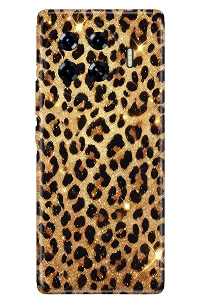 TECNO Spark 20 Pro+ Plus Kılıf Yaldızlı Leopar Temalı Desenli Darbe Emici Sil...