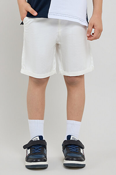 R&B Solid Chino Shorts with Button Closure