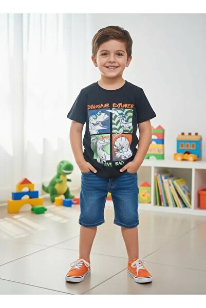 Ahsenimbebe Boy's Dinosaur Printed T-shirt