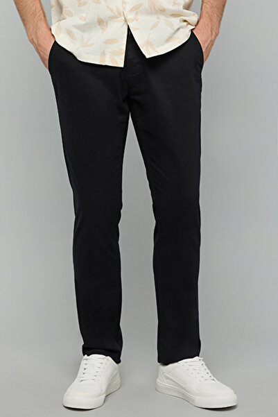 R&B Solid Slim Fit Pants with Button Closure