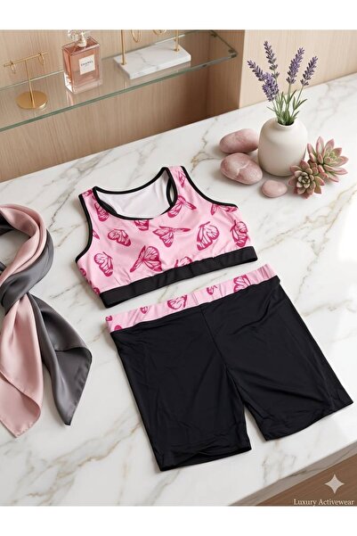 mikam Adult Crop Shorts Swimwear Set with Chest Pad