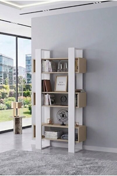 EGN WOODS Modern Dekoratif Kitaplık - 180x80 cm Kütüphane - Çok Renk Seçenekl...