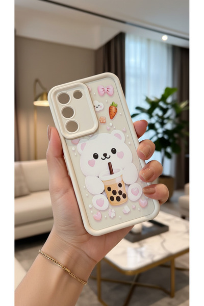 TechTrove Vivo V30 Lite Uyumlu Kılıf Ayıcık Figürlü Kenar Çıkıntılı Darbe Emi...