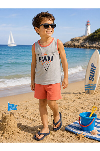 pio Kids Hawaii Printed Sleeveless Shorts Set