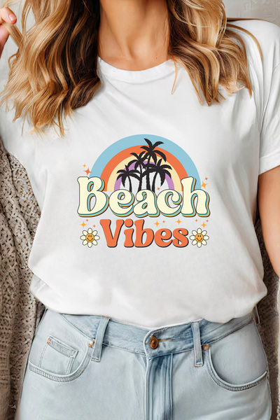 Sarah's Boutique Women's T-shirt – 100% cotton – Rainbow Palms