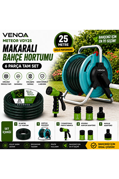 Venoa VDY30 Meteor 30 Metre Makaralı Bahçe Su Hortumu 6 Parça Set | Kırılmaz ...