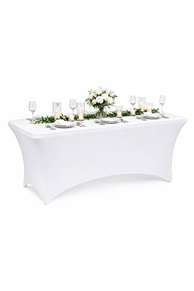 Avex Rectangular table cover, white color, elastic, size 180 x 70 x 74 cm