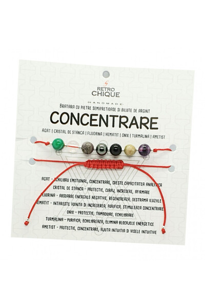 byRetroChique Bratara pentru CONCENTRARE cu pietre semipretioase si bilute de...