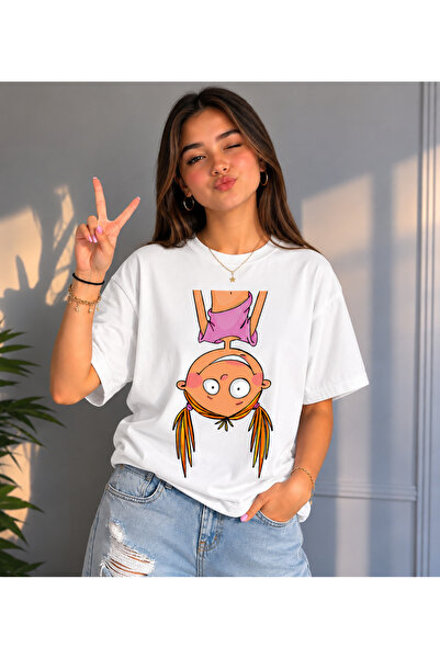 VODEXA Women's Oversize T-Shirt with Bashashagi Print, 100% Cotton T-Shirt, C...