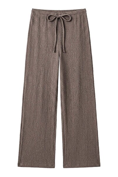 Cottonhill Premium - Tide Collection |   Mink Lace-Up Wrinkled Textured Wide-...