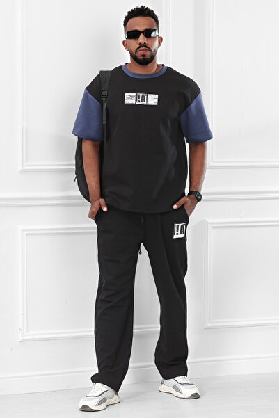 BSY Men's Summer Casual Oversized Set with Different Color Sleeves T-Shirt an...
