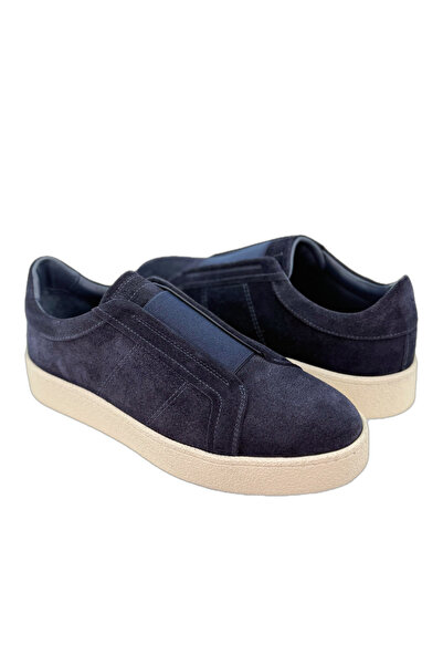 the corleone Erkek Lacivert Süet Sneaker Bağcıksız Günlük Casual Slip-On Ayak...