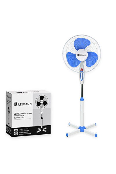 REIMAN REIMANN Pedestal Fan 40 CM with Oscillation, 50W, 3 Speed Levels, Adju...