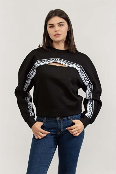 Karl Lagerfeld Kadın Bisiklet Yaka Sweatshirt Siyah