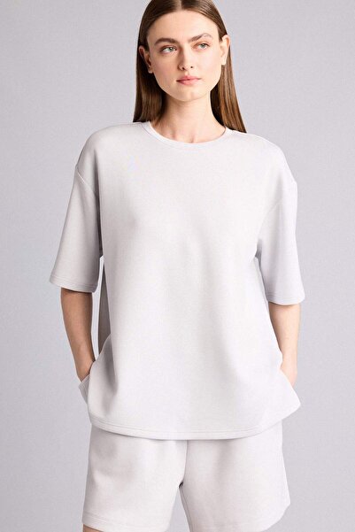 DeFacto Μπλουζάκι Oversize με λαιμόκοψη ποδηλάτου, Basic Modal, κοντομάνικο, ...