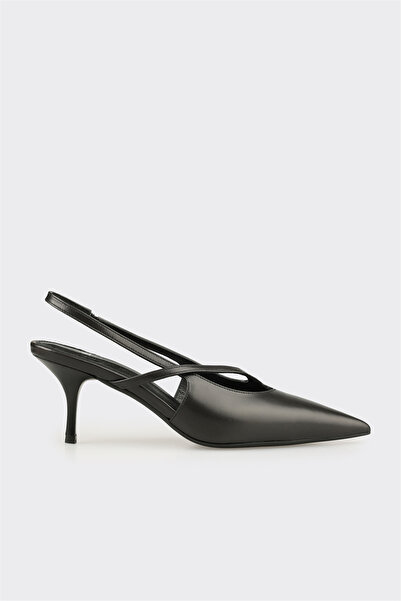Elle Shoes Siyah Deri Kadın Klasik Topuklu Ayakkabı