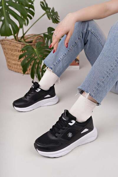 Nesil Shoes Queen 2105 Black and White Women's Sneakers
