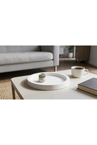 FONOON Small Round Tray with a Plaster Edge