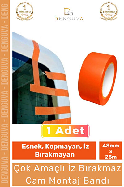 Denguva #MontajBandı Turuncu PVC İz Bırakmaz 50MM 30 Metre Oto Ev Ofis Cam Mo...
