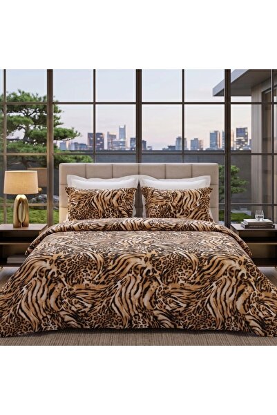 Pucioasa Double Duvet Cover Set made of %100 cotton , 4 pieces, Animal Print ...
