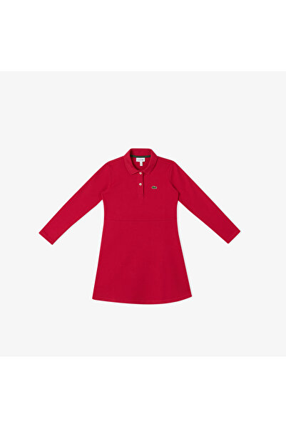 Lacoste Çocuk Uzun Kollu Polo Yaka Koyu Pembe Elbise