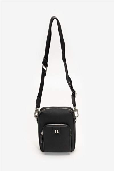 Karl Lagerfeld K/Monogram Leather Erkek Reporter Çanta Siyah