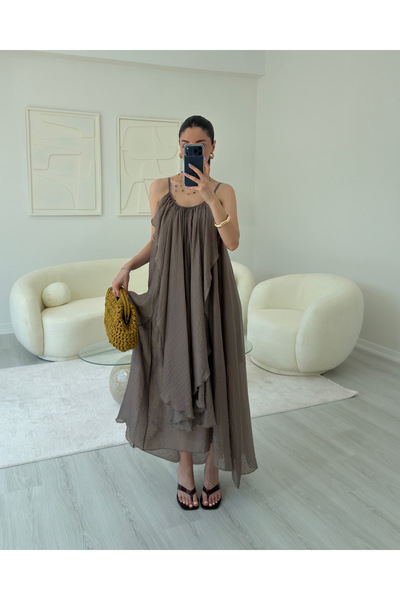 LUUNA STORE BRONZ VOLANLI ELBİSE