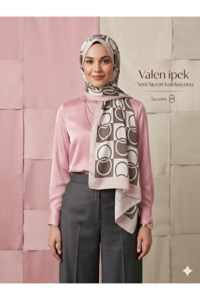 Larissa Scarf Valen İpek Yeni koleksiyon Relax esneyen jakarlı Geometrik Şal ...