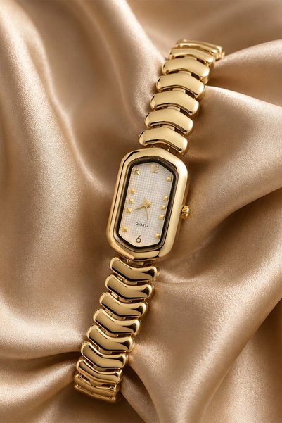 İnogge Shimal Women's Steel Watch Gold Color & White Dial Italian Band Detailed Vintage Old Money Luxury Elegant Stylish Women's Watch 2026