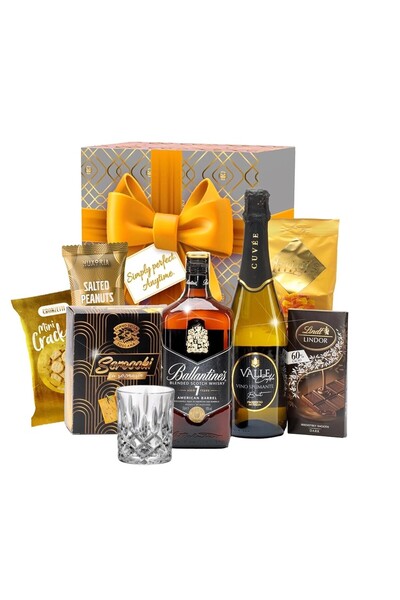 GourmetGift Pachet cadou gourmet Simply Perfect, 9 piese cu Whisky 7YO, Vin S...