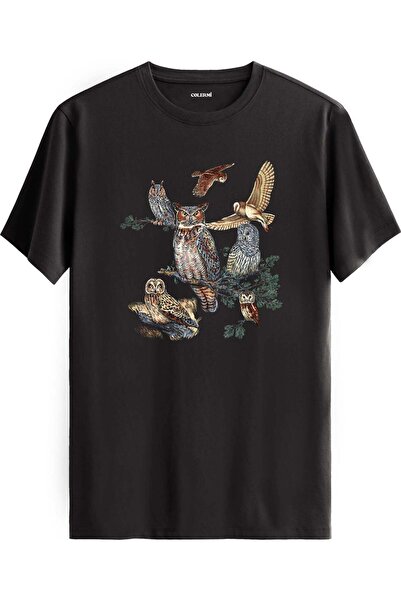 Colermi Owl Composition Nature Themed Artistic T-Shirt