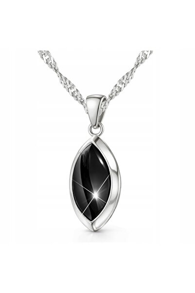Larezo Colier Din Argint 925, Pandantiv Elegant Cu Piatra Onyx Negru Dama, Ca...