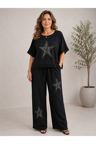 MENSAR OTANTİK Star Embroidered Linen Pants Suit