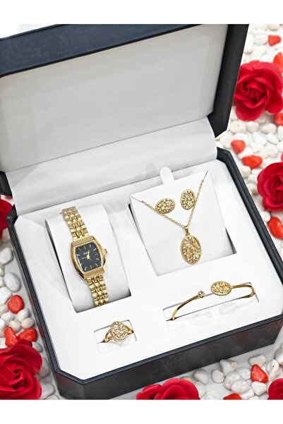STRIVA Rose Gold Luxury Color Set Multi Watch Women's Accessories 5 Piece Set