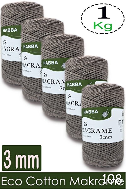 habba respect 1 Kilo Habba Cotton Macrame 3 mm - (Pack of 5) - 108
