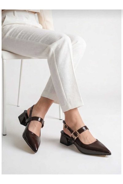 moda rees Women's Tesla Patent Leather 3 cm Block Heel Shoes