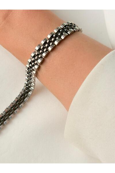 ZÜLİSCH Steel Bracelet Silver Black Color 316L Original Steel Water Resistant