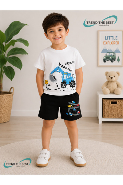 TREND THE BEST Trendin En İyisi Summer Vroom Stop Printed Boys' Black Shorts ...