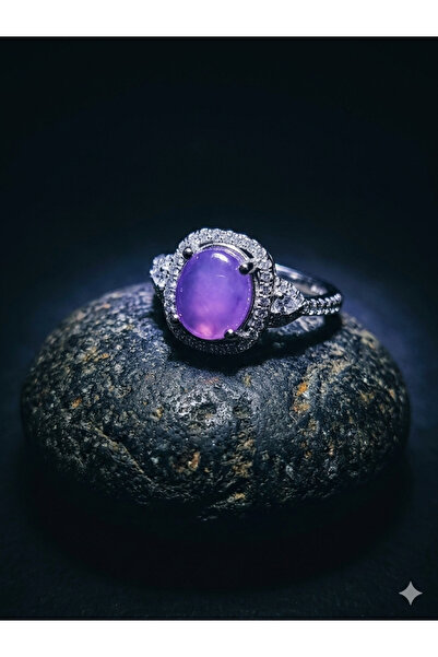 SH Women's silver ring with Yemeni purple agate stone
