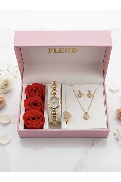 STRIVA Women's Luxury Watch Necklace Ring and Earrings Set in a Gift Box with...